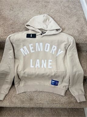 Memory Lane Men's Hooded Sweatshirt in Beige